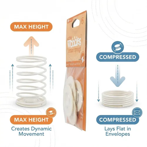 Miniatura 2 de Hampton Art Accessories Action Wobbles, 6 unidades, anclajes de resorte autoadhesivos, para manualidades de papel, fabricación de tarjetas y álbumes
