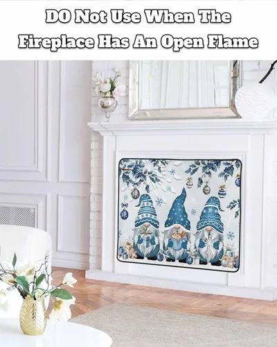 Miniatura 61 de Cubierta magnética azul para chimenea, detiene la pérdida de calor, pantalla de chimenea para interiores, bolas de gnomos de Navidad, árbol de copo