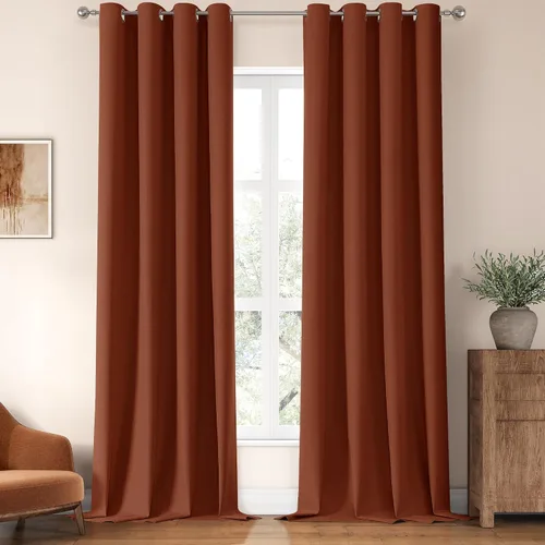 Miniatura 18 de ChrisDowa Cortinas 100% Opacas de Abedul Sólido de 45 Pulgadas de Largo, 2 Paneles para Dormitorio y Sala de Estar, Estilo Granja Oscurecedoras