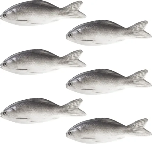 jiebor 6 piezas de peces artificiales realistas de Halloween, pequeños peces de mar de goma para cocina, hogar, mercado, decoración, accesorios de