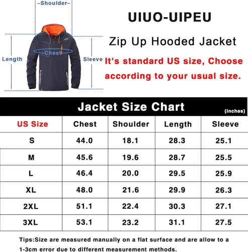 Miniatura 5 de UIUO-UIPEU Men's Softshell Jackets Fleece Lined Waterproof Windbreaker Hooded Jackets for Men Hiking Golf Jacket Fall Winter