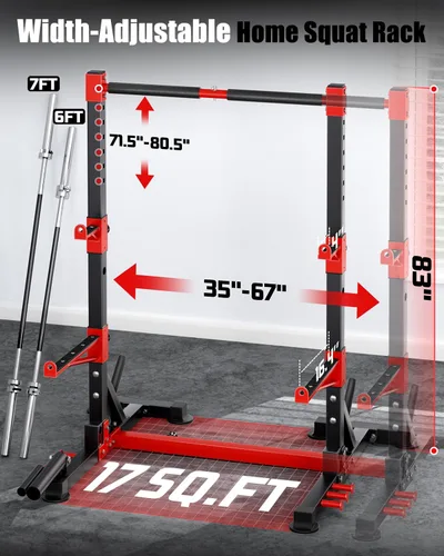 Miniatura 2 de YOLEO Smith Machine & Squat Rack Combo, Multi-Functional Power Racks with Adjustable Width & Pull-Up Bar, Cable Crossover Power Cage, Independent