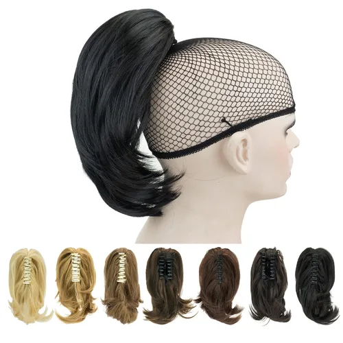 Miniatura 5 de IMISSU Lindas extensiones de cabello de cola de caballo de garra corta, extensiones de cabello grueso con clip en pequeñas piezas de pelo de cola