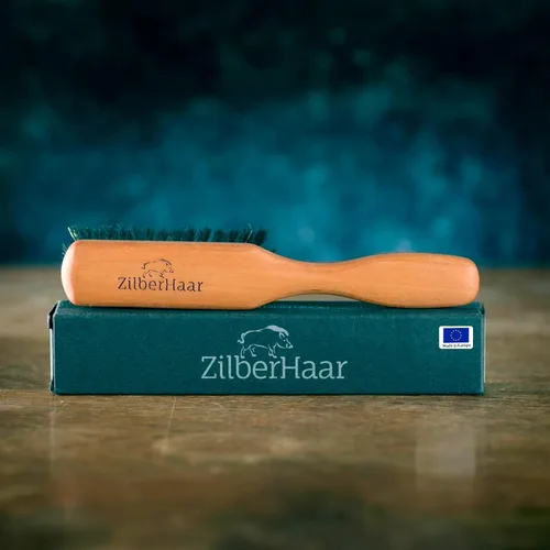Miniatura 2 de ZilberHaar, cepillo de cerdas de jabalí y firmeza natural puras para barba. Cepillo de madera de peral, funciona con todos los bálsamos y aceites