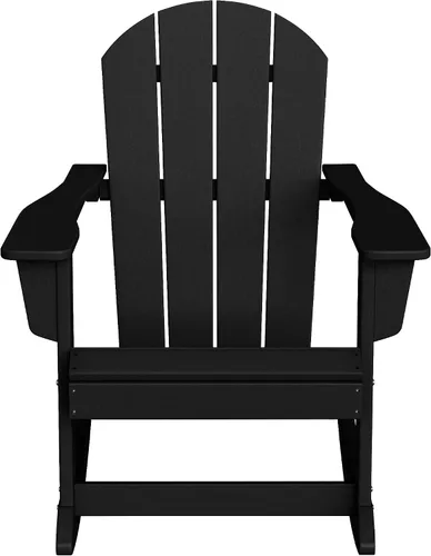 Miniatura 3 de WestinTrends Silla mecedora Malibu de poliéster para exterior/patio Adirondack, Negra