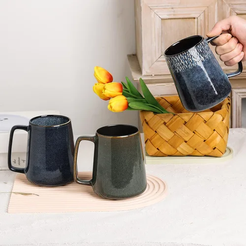 Miniatura 5 de Tazas de cerámica grandes para café, 24 onzas, diseño de asa extra grande, taza extra grande para té y café para oficina y hogar, apta