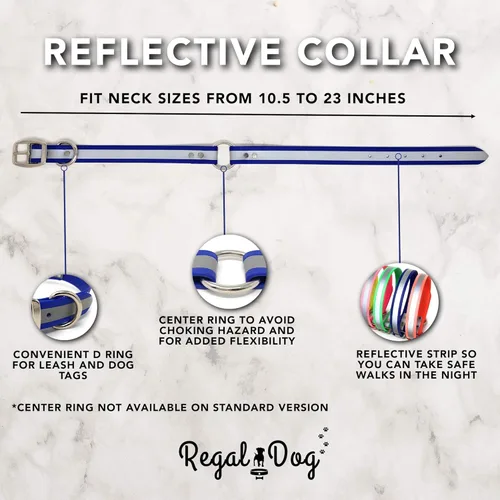 Miniatura 5 de Regal Dog Products Collar de Perro Reflectante Rosa Grande con Placa de Nombre Grabada Personalizada y Anillo Central de Servicio Pesado Collares