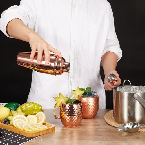 Miniatura 4 de Moscow Mule - Juego de 3 tazas martilladas de Moscú Mule tazas con coctelera de 24 onzas, gran juego de regalo para bar de entretenimiento