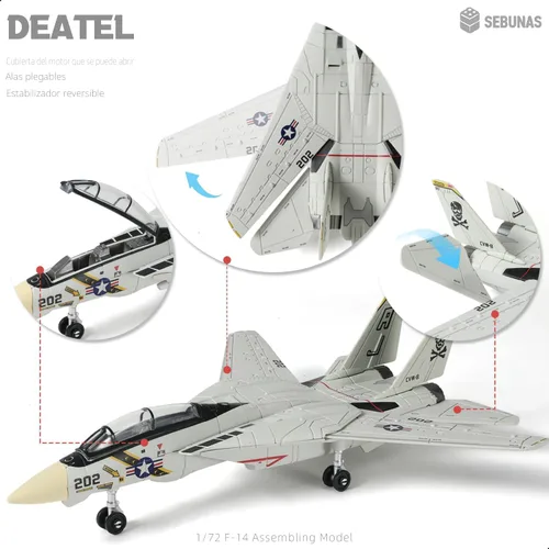 Miniatura 3 de Escala 1:72 F-14 Tomcat Fighter Jet Kit de Modelo de Construcción Rápida de Plástico F14 Juguete Divertido de Ensamblaje de Avión Modelo de Aeronave