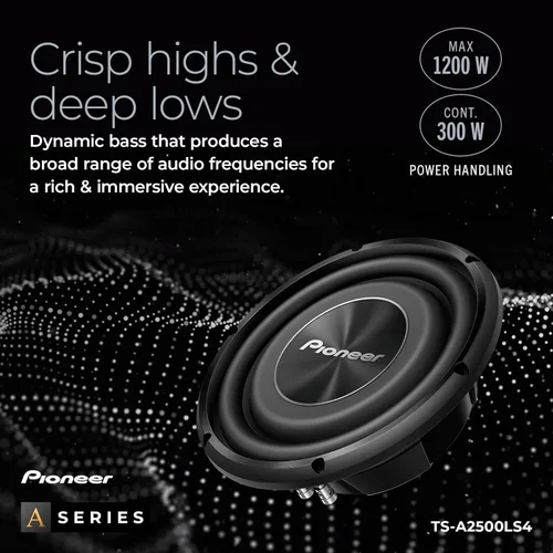 Miniatura 4 de PIONEER Serie A TS-A2500LS4 Subwoofer de 10” – 1200W Máx, Diseño de Montaje Superficial, Bajo Profundo en Espacios Reducidos