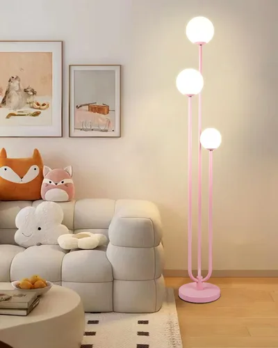 Miniatura 24 de Lámpara de pie regulable dorada con mesa, lámparas de pie modernas con pantallas de hongos para sala de estar, lámpara de pie alta blanca cálida