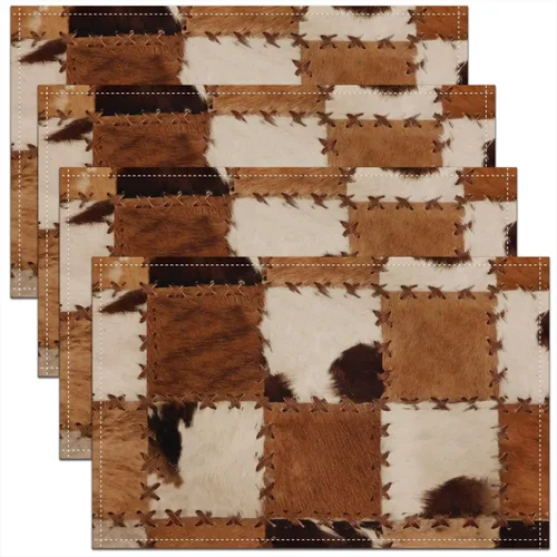 Miniatura 19 de jejeloiu Manteles individuales de mesa con osos para niños, manteles de mesa de animales salvajes de granja, mantel individual rústico de familia