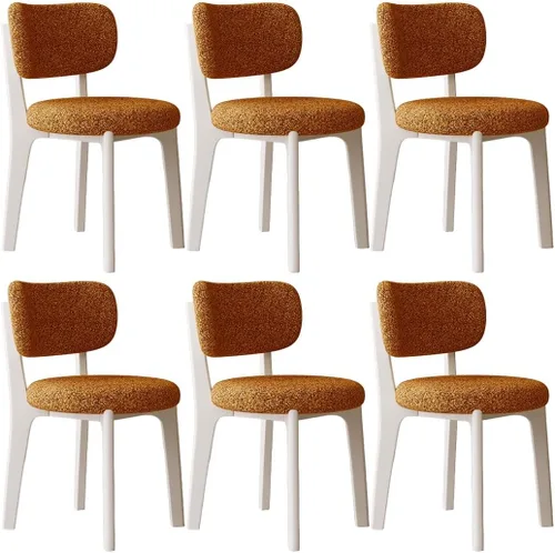 Miniatura 53 de YVYKFZD Solid Wood Dining Chairs, Fabric Dining Room Chair Set of 2/4/6, Upholstered Kitchen Chairs with Curved Backrest, Armless Living Room Chair