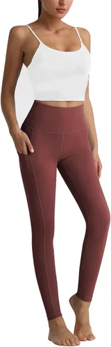 Miniatura 7 de RIMLESS 7 Leggings para mujer con bolsillos de cintura alta, pantalones de yoga de algodón para entrenamiento, correr, atletismo, pantalones capri