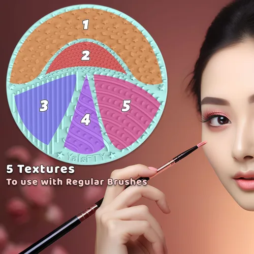 Miniatura 5 de YalsFTY - Limpiador de brochas de maquillaje de silicona, 2 piezas, herramienta de limpieza de almohadilla para cosméticos, función de doble cara