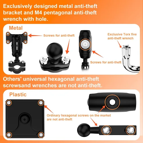 Miniatura 9 de 3PCS 1080P motocicleta Dash Cam, TPMS, 6.25" motocicleta Carplay & Android Auto Screen & HiCar, sensor de luz, grabación en bucle, controlador