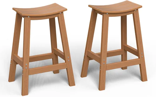 Miniatura 23 de nevilywood Adirondack - Juego de 5 sillas altas de bar, juego de 4 sillas de bar Adirondack con mesa, muebles de patio de polietileno de alta Teca