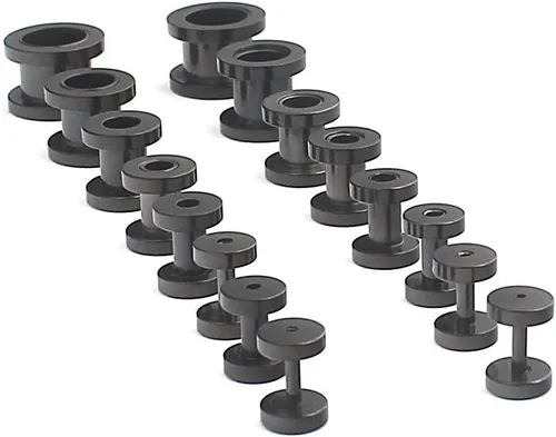 Ruifan kit de 16 expansores de acero quirúrgico, 8 pares, 14 g - 00 g (1.6 mm-10 mm)