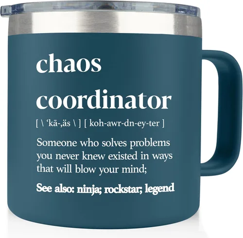 Vaso de coordinador del caos, regalos administrativos para el día profesional, 14 onzas, taza de coordinador del caos, regalos de promoción para