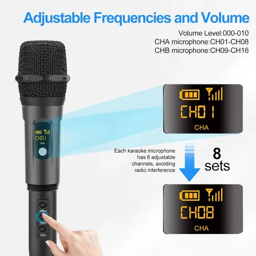 Miniatura 3 de Aveek Micrófono inalámbrico para karaoke, micrófono de mano profesional para cantar con receptor recargable, micrófono de karaoke inalámbrico