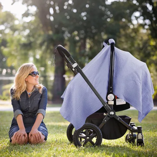 Miniatura 5 de Metplus Funda de muselina para asiento de automóvil para bebés, funda de cochecito de automóvil, fundas para cochecito de bebé para niños y niñas