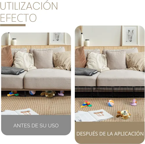 Miniatura 4 de 12 piezas de bloqueador para debajo del sofá para cama ajustable de plástico con 30 lazos, barreras negras para sofá para perros, mascotas y gatos