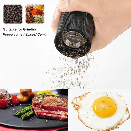 Miniatura 9 de ARKNOAH Molinillo de pimienta manual, molinillo de grosor ajustable con rebabas de acero inoxidable y agarre antideslizante, molinillo de pimienta