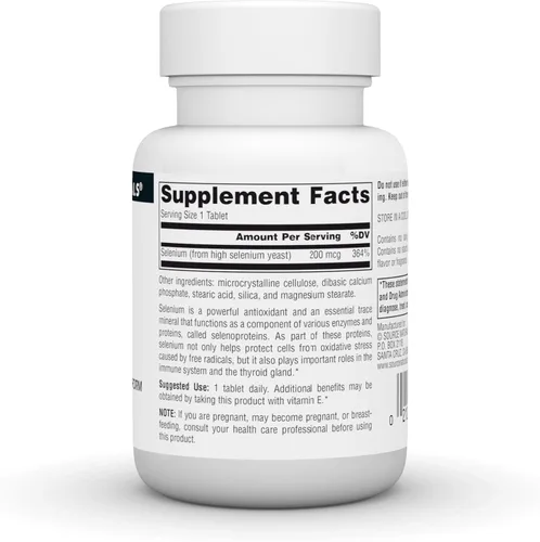 Miniatura 2 de Source Naturals Selenio, Antioxidante Forma Alimentaria Orgánicamente*, 200 mcg - 60 Tabletas