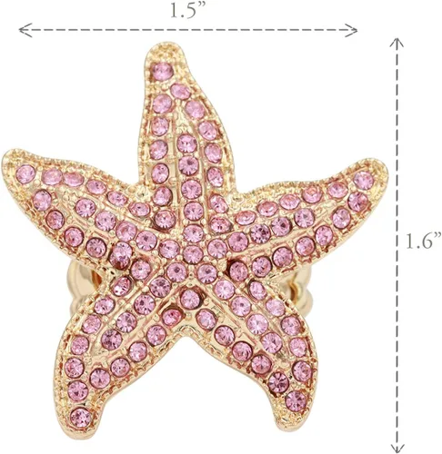Miniatura 2 de Lavencious Anillo elástico con diseño de estrella de mar para mujer, talla 7-9