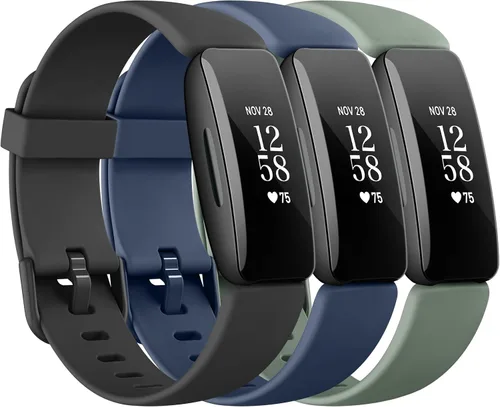 Paquete de 3 bandas de silicona compatibles con Fitbit Inspire 2 bandas para mujeres y hombres, correas deportivas de repuesto ajustables para