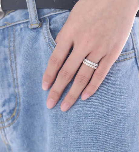 Miniatura 5 de TIGRADE- Anillo de compromiso de titanio para mujer de 18pulgadas con circonia cúbica, anillo de eternidad para boda, tamaño 3 a 13.5.
