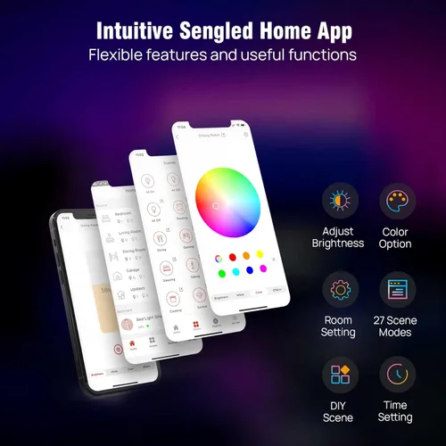 Miniatura 6 de Sengled Tira de luz LED multicolor inteligente Wi-Fi, 32.8 pies, no requiere concentrador, funciona con Alexa y Google Assistant, RGBW, alto brillo