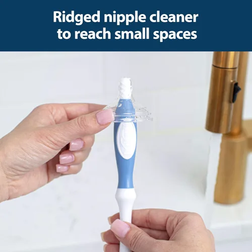 Miniatura 4 de Dr. Brown's Cepillo de lujo para biberón con cepillo de limpieza de ventilación anticólico, cerdas suaves y resistentes, sin BPA, azul, 1 paquete