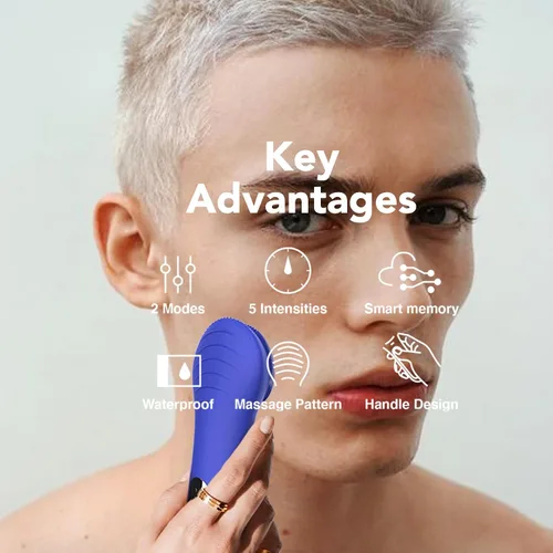 Miniatura 3 de NågraCoola CLIE Cepillo de Limpieza Facial, Impermeable y Recargable Cepillo Exfoliante Facial para Hombres y Mujeres, Limpieza, Exfoliación y Azul