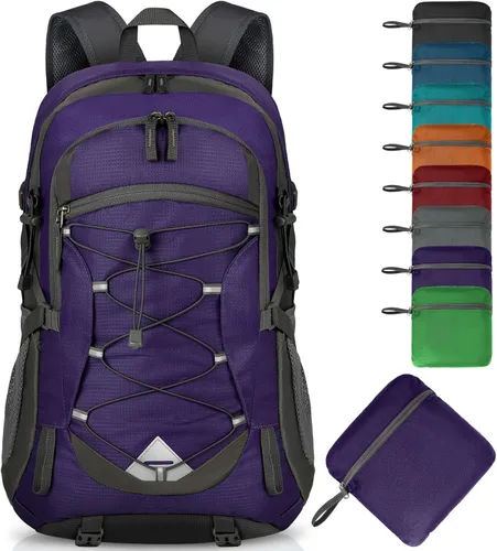 Miniatura 12 de IGOLUMON Mochila de senderismo de 40 L, plegable, ligera, mochila de camping para hombres y mujeres, impermeable, mochila de senderismo al aire