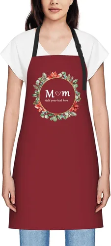 Miniatura 15 de Delantales personalizados para mujer, diseño de delantal de chef ajustable con nombre, textos, fotos, flores, regalos para el día de la madre