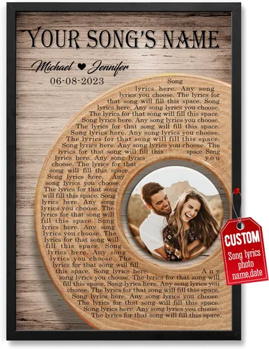 Miniatura 39 de H-DEWALL Póster personalizado de letras de canciones, regalo de boda único para parejas, personaliza con tus propias fotos, nombres y fecha, sin
