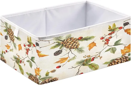 Bolaz Organizadores de armario con hojas de otoño, conos de pino, cubos de almacenamiento, cestas para estantes para el hogar, habitación, oficina,