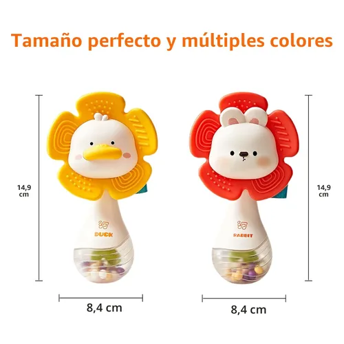 Miniatura 6 de weirtoya 2 piezas de sonajeros para bebés de 3 a 6 meses, juguetes para bebés de 0 a 6 meses, juguetes sensoriales con cuentas, agitador de agarre