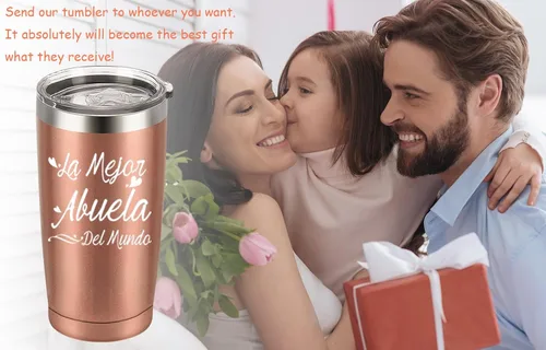 Miniatura 4 de La Mejor Abuela Del Mundo - Vaso de viaje, regalos de Abuela en español, regalos de cumpleaños y día de la madre para la abuela, 20 onzas, oro rosa