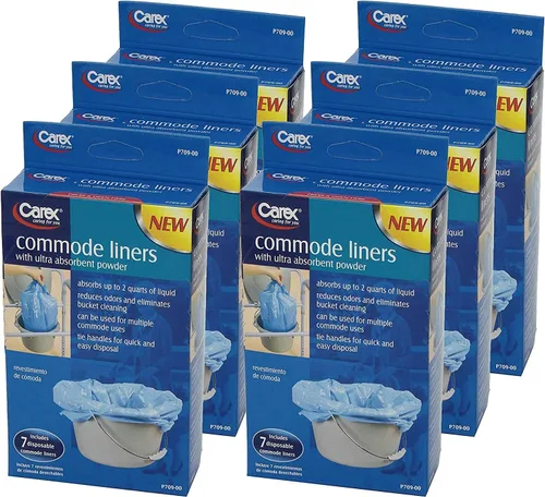 Carex Health Brands Commode Liners: se adapta a la mayoría de los inodoros, con polvo absorbente, contiene 2 cuartos de líquido, desechables- - 7