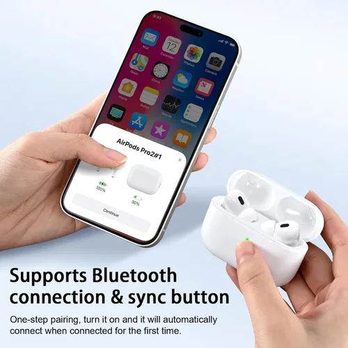 Miniatura 2 de Funda de carga inalámbrica de repuesto compatible con AirPod Pro de 1ª y 2ª generación, funda de cargador Air Pod Pro 1 2 con botón