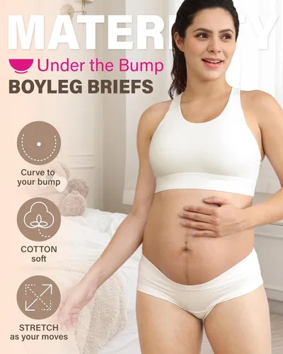 Miniatura 2 de Intimate Portal Ropa Interior de Maternidad de Algodón para Embarazo Posparto Calzones Debajo del Vientre Estilo Boyshort