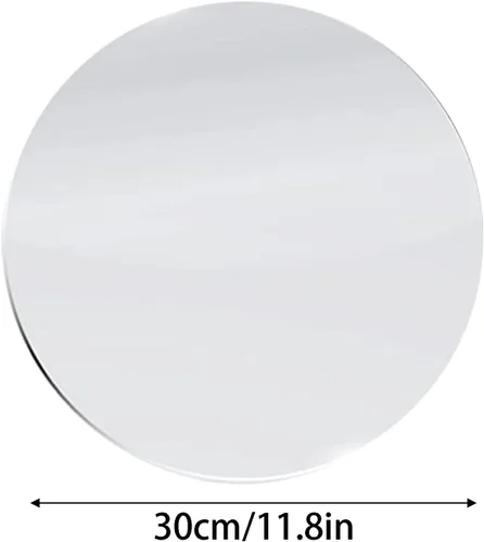 Miniatura 2 de Espejo redondo de vidrio de 12 pulgadas con cintas adhesivas, espejo circular sin marco para pared, puerta, hogar, baño, dormitorio, sala de estar