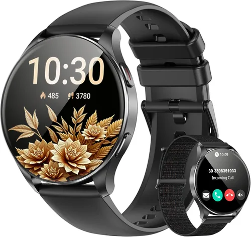 IOWOODO Smart Watch for Women, Answer/Make Call, 1.43'' AMOLED Ultra-Clear Screen Fitness Tracker with 120+ Sport Modes Heart Rate/Sleep/SpO2