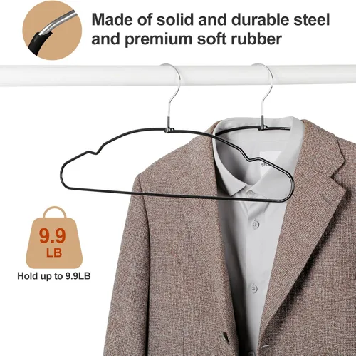 Miniatura 4 de TOPIA HANGER Perchas de Metal Paquete de 20, Perchas Antideslizantes para Ropa que Ahorran Espacio, Colgador de Alambre Recubierto de Goma