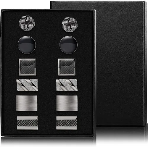 Miniatura 2 de LOLIAS Juego de gemelos clásicos de 6 pares para hombres, bodas, negocios, día de San Valentín, cumpleaños, regalos del padre con caja de gemelos