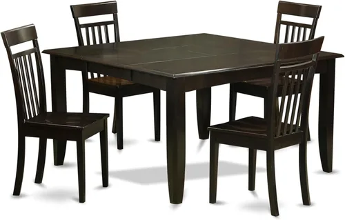 Miniatura 12 de East West Furniture PFCA7-CAP-W - Juego de mesa de comedor moderno de 7 piezas que consta de una mesa cuadrada de madera con hoja de mariposa y 6