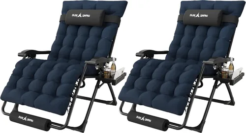 Miniatura 11 de Amopatio Silla de gravedad cero de gran tamaño, silla reclinable de 29 pulgadas de ancho, con bloqueo y reposapiés mejorados, soporte para tazas