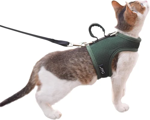 Miniatura 13 de Arnés de gato con correa, ajustable para gatos, chaleco acolchado para gatos, Black Plaid